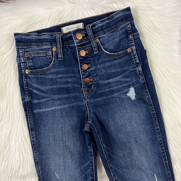 Madewell Women's Size 24 Exposed Button 10” High Rise Skinny Denim Jeans‎ H6319 - Picture 2 of 9